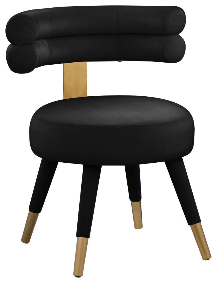 Fitzroy Velvet Upholstered Dining Chair (Set of 2), Black