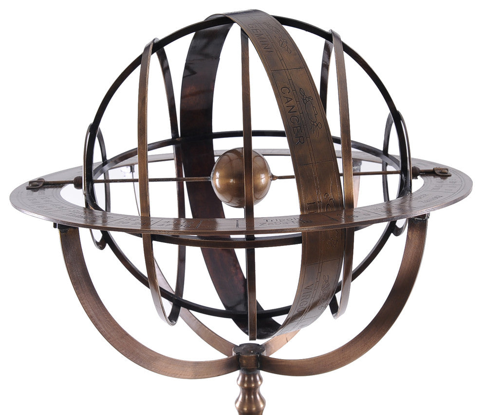 Brass Armillary With Wood Stand