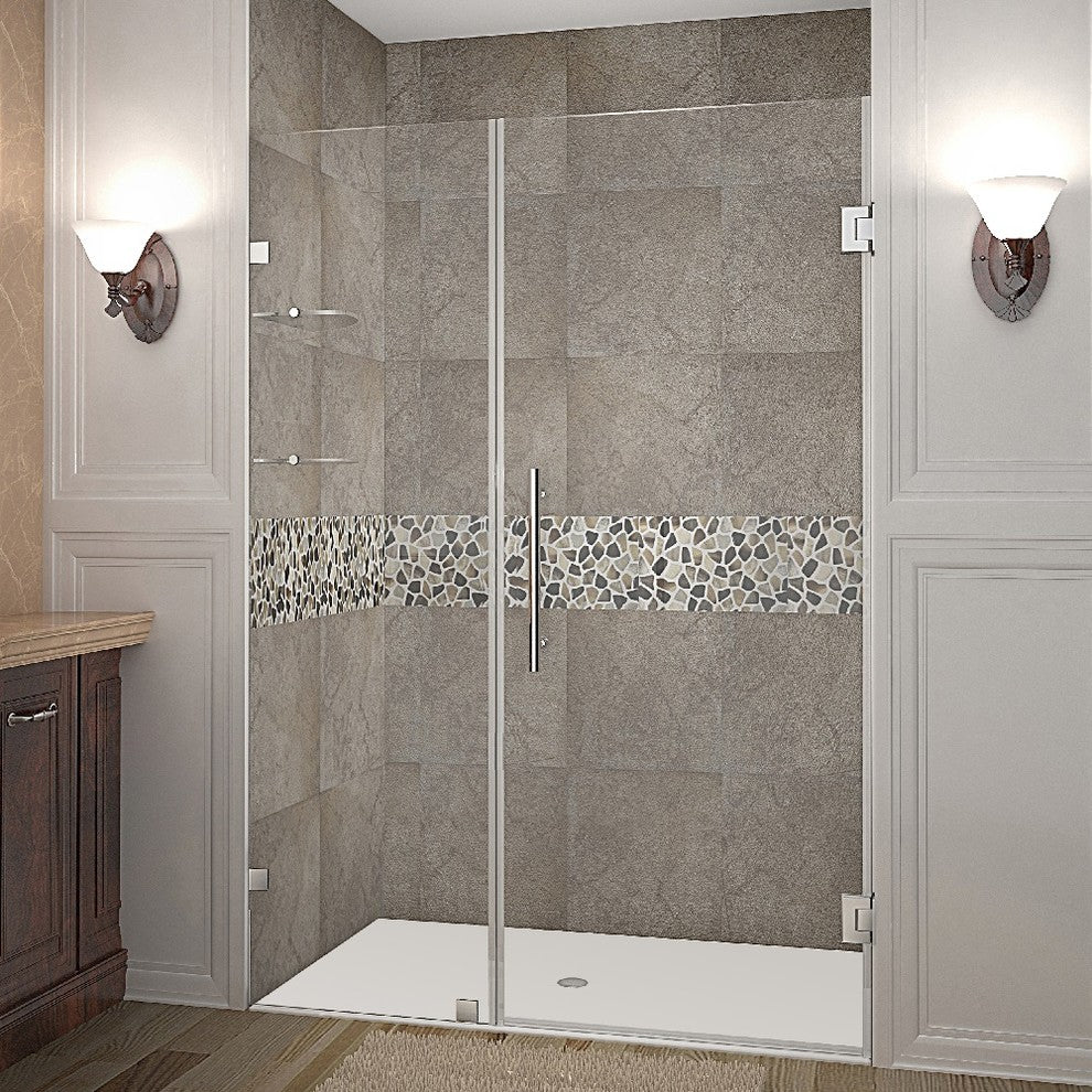 Aston Nautis GS 49"x72" Completely Frameless Hinged Shower Door, Stainless Steel