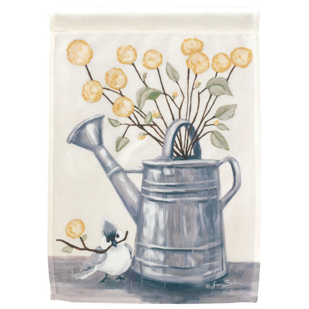 Watering Can Sharing Flowers Print Flag, Large