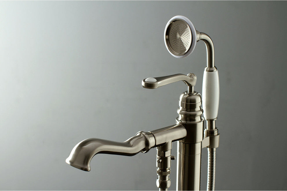 Kingston Brass Freestanding Tub Faucet With Hand Shower, Brushed Nickel