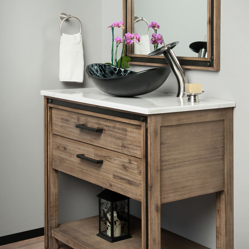 Tartaruga Oval Glass Vessel Sink Combo Set with Faucet and Drain, Brushed Nickel