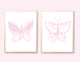 Butterfly Silhouette Print, Set of 2, Pink, 11"x14"
