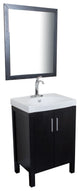 23.8" Single Sink Vanity, Black With Ceramic Top, White