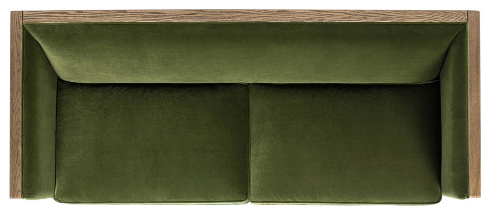 Georgia 81" Cane Rattan Tuxedo Sofa, Olive Green