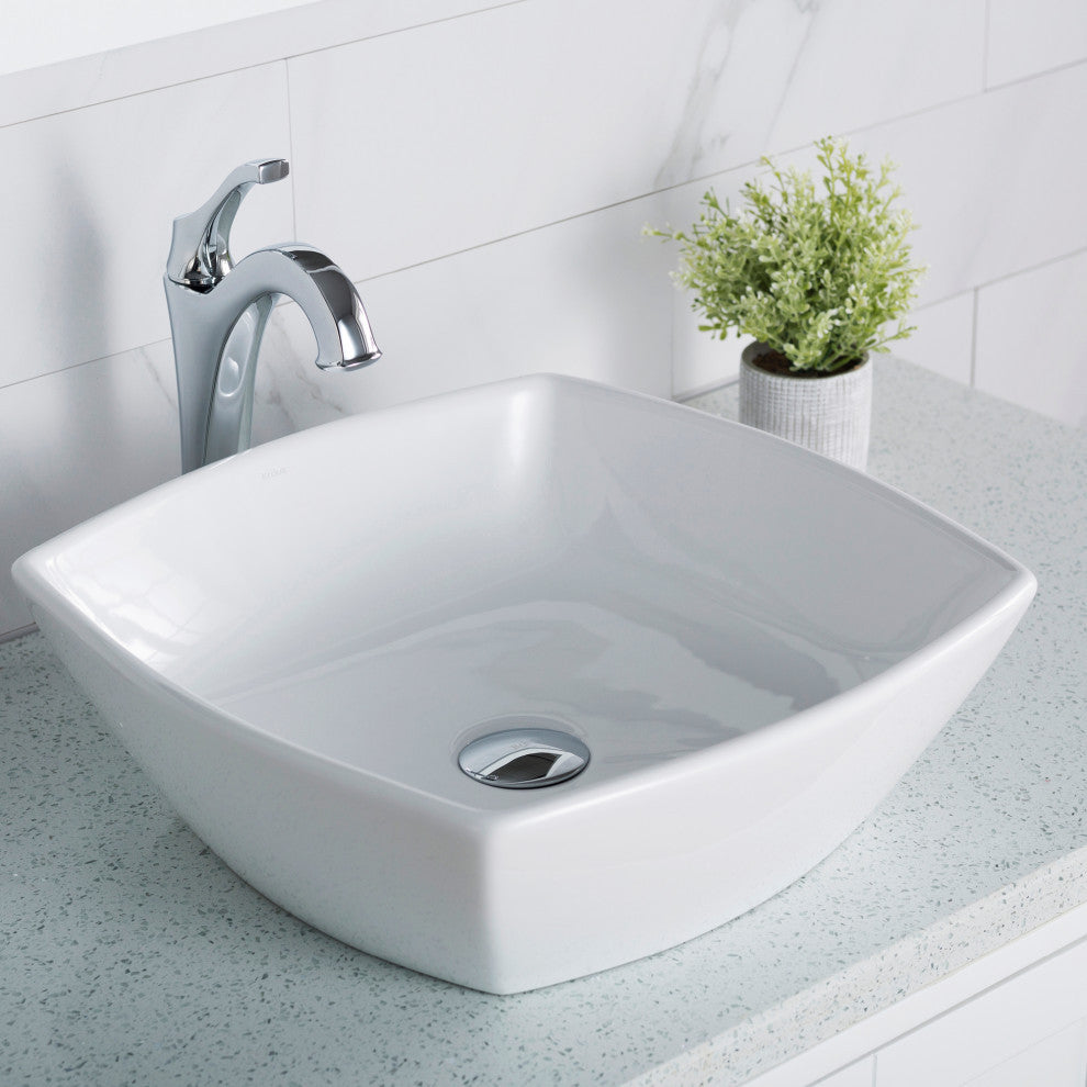 Elavo Ceramic Square Vessel White Sink