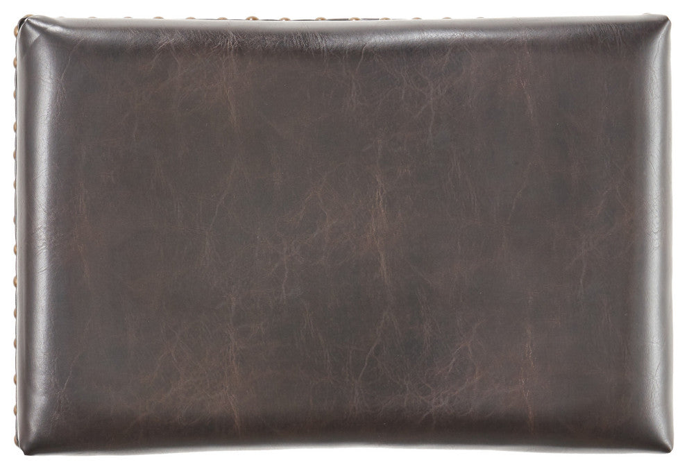 GDF Studio Jaeden Contemporary Studded Backless Stools, Set of 2, Brown Leather Counter Height