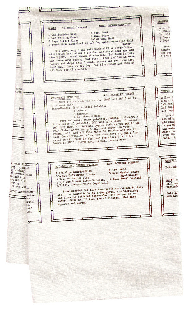 Organic Retro Recipe Entree Tea Towel