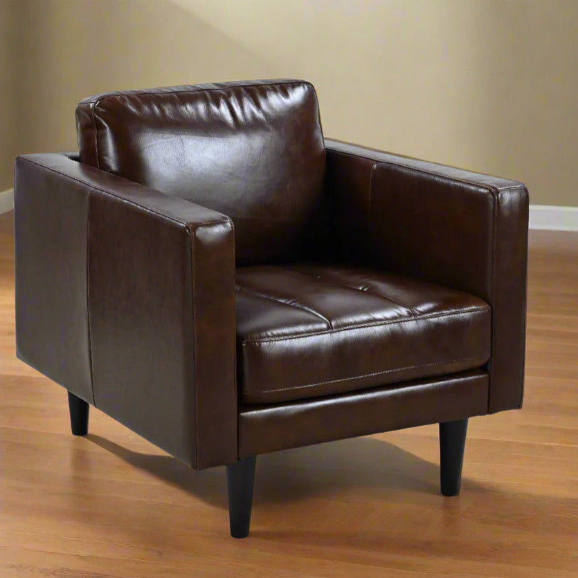 Philippe Top Grain Leather Arm Chair - Chocolate Brown