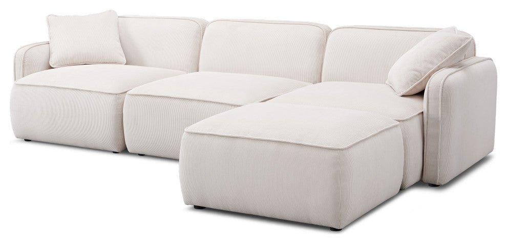 Travie 4-Piece Modular Sectional, White Sand