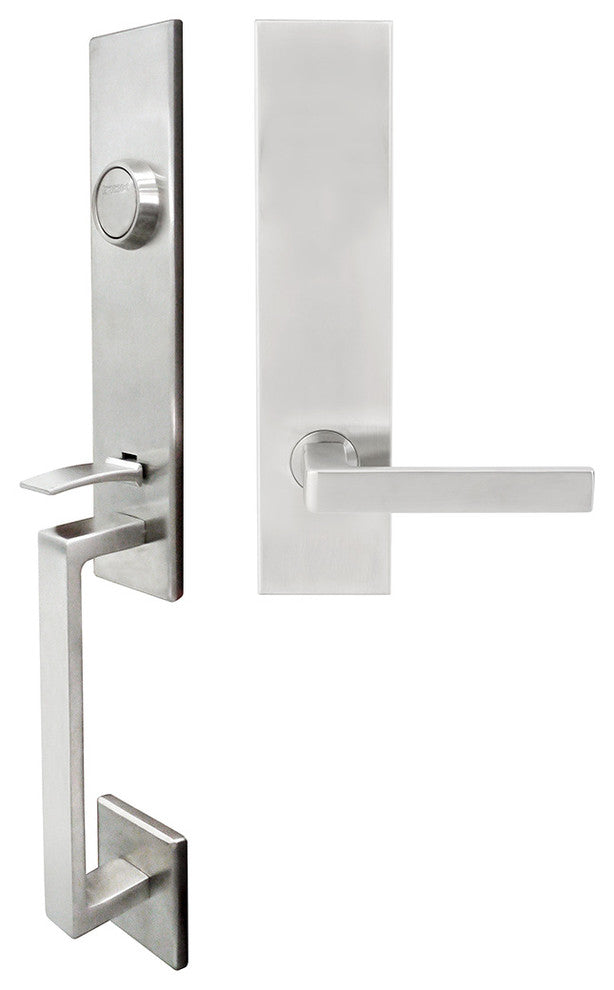 Tokyo Lever, Tubular Entry Handleset, Left Hand , Satin Stainless Steel
