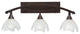 Bow 3 Light Bath Bar In Bronze, 7" Gold Ice Glass