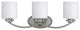 PRUDENCE Transitional 3 Light Brushed Nickel Bath Vanity Wall Fixture White Etch
