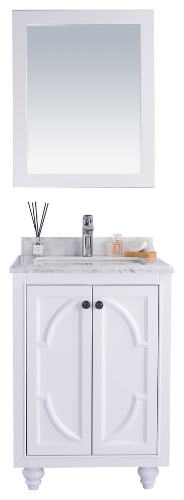 Odyssey, 24" White Cabinet With White Carrara Marble Countertop