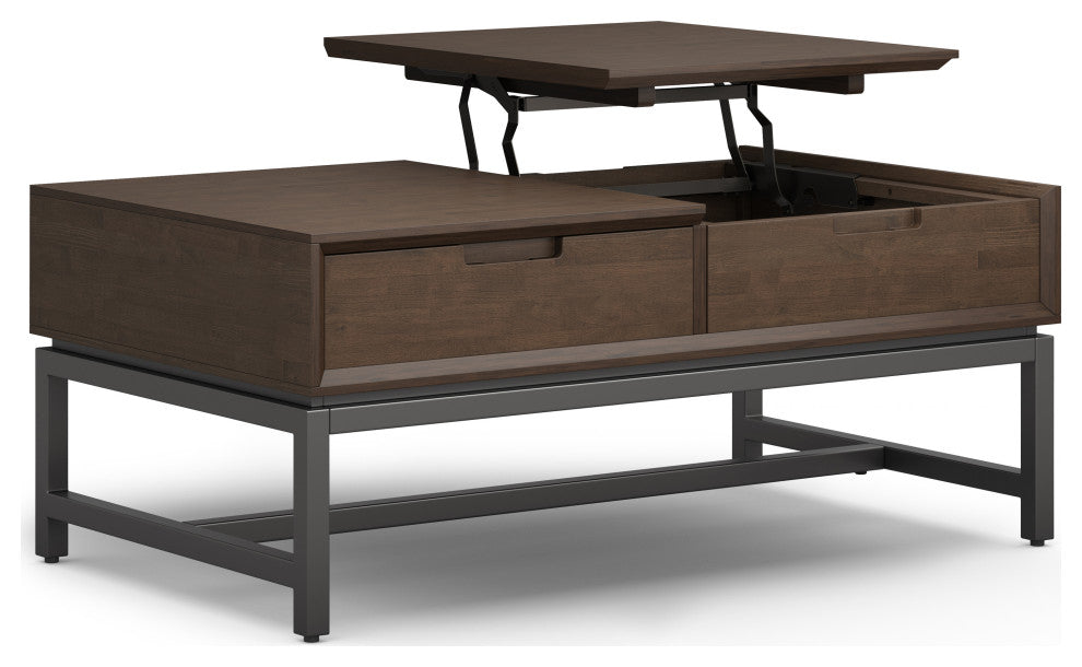 Banting Solid Hardwood Lift Top Coffee Table, Walnut Brown
