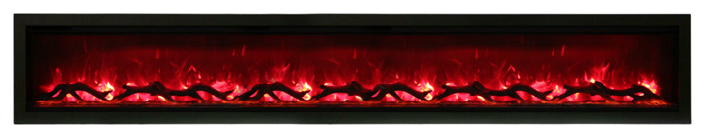 Amantii Symmetry 100" Linear Electric Fireplace SYM-100 Built-in w/ Log, Glass