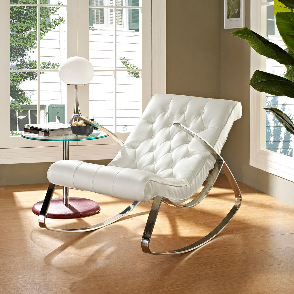 Modern Contemporary Living Room Rocking Chair White