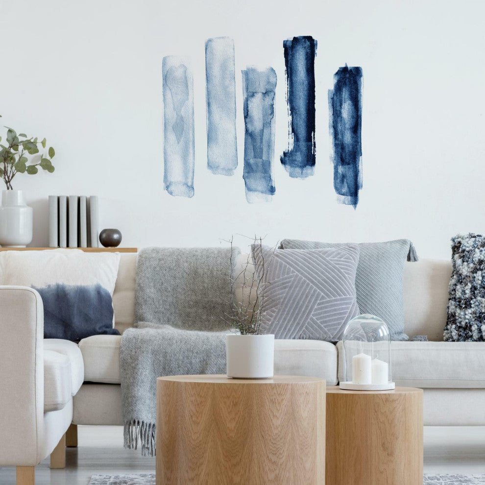 Blue Watercolor Brush Strokes XL Giant Wall Decals