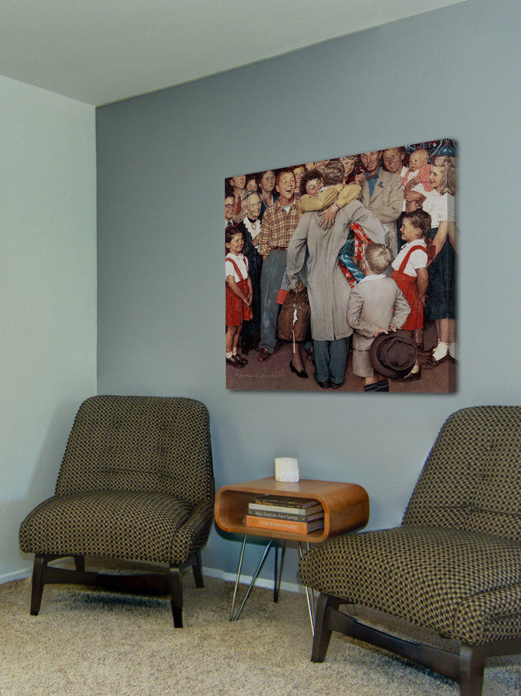 "Christmas Homecoming" Painting Print on Canvas by Norman Rockwell