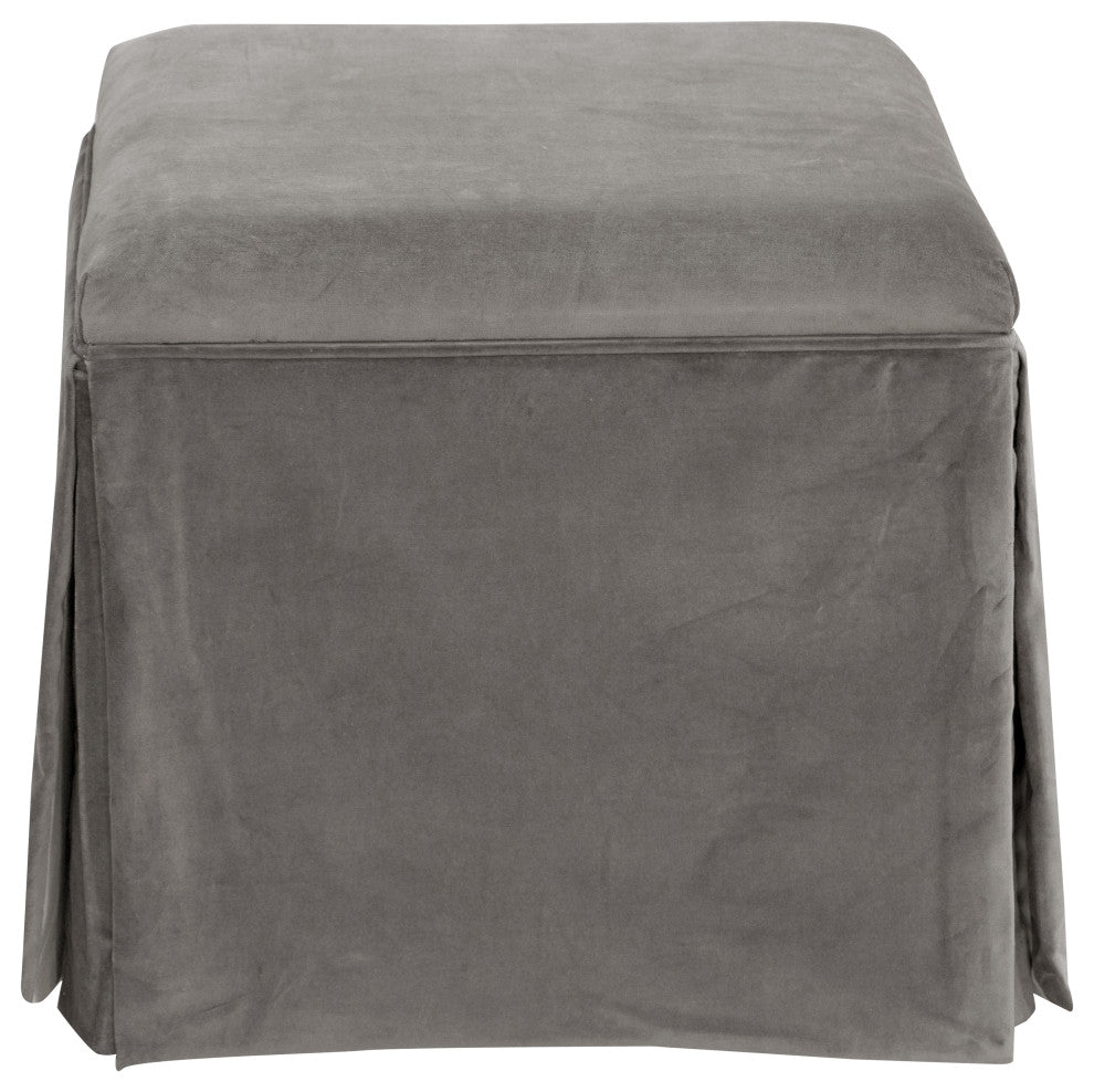 Ivy Skirted Storage Ottoman, Regal Smoke