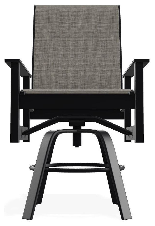 Leeward Sling Balcony Height Outdoor Swivel Armchair, Storm/Black