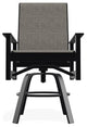 Leeward Sling Balcony Height Outdoor Swivel Armchair, Storm/Black