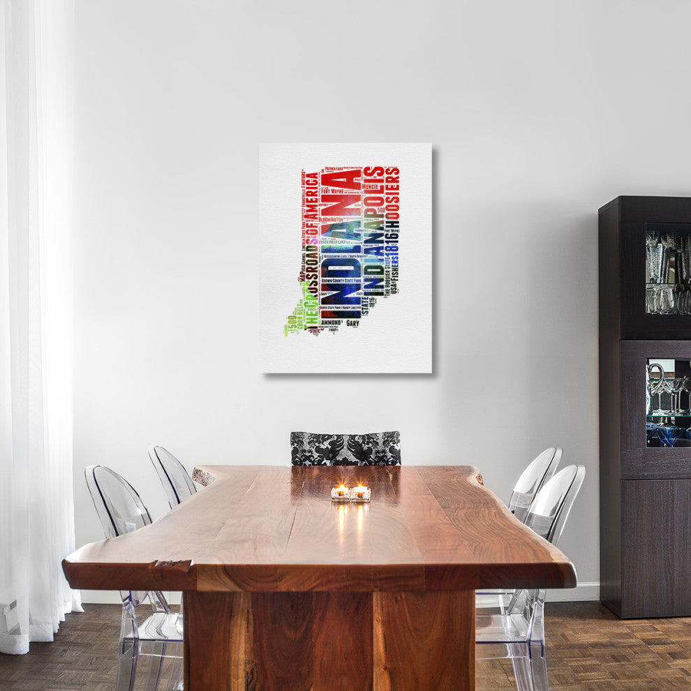 "Indiana Watercolor Word Cloud" Fine Art Print