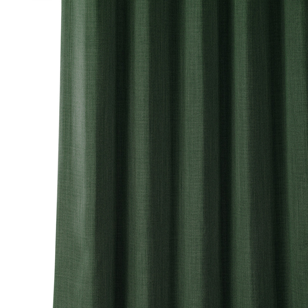 Faux Linen Darkening Curtain Single Panel, Key Green, 50"x84"