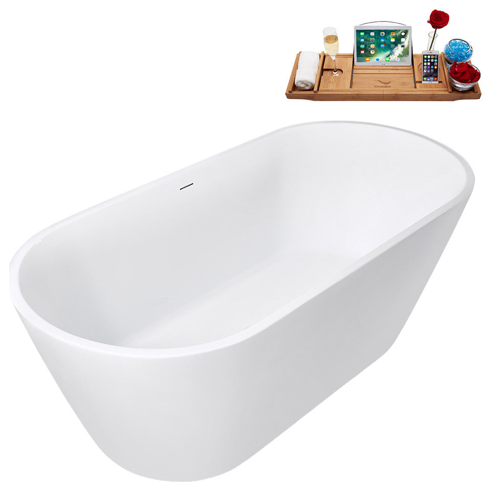 67" Streamline G-51-226-CH Freestanding Bathtub, Tray, Drain, Polished Chrome