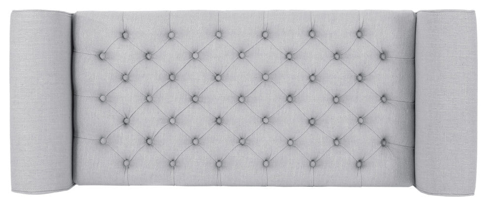 GDF Studio Keiko Contemporary Rolled Arm Storage Ottoman Bench, Light Gray/Gray