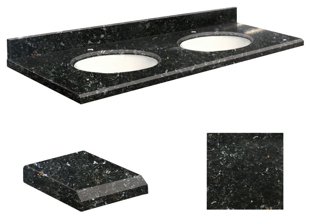 Quartz 61"x22" Double Sink Vanity Top, Single Faucet Hole, Interlude, White Bowl