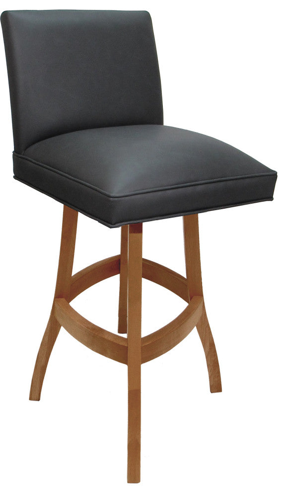 Swivel Wood Counter, Bar or Extra Tall Stool - Sommerville on S-Base, Gray Vinyl - Honey, 30"