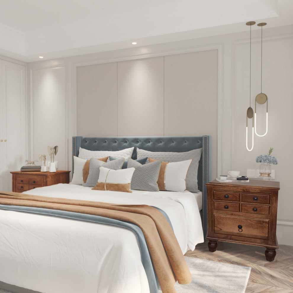 Gabrielle II Transitional Nightstand, Cherry Finish