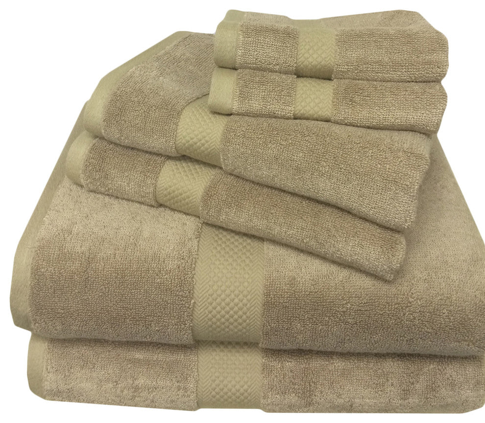 6-PC Super Soft Rayon Bamboo Cotton Towel Set, Taupe
