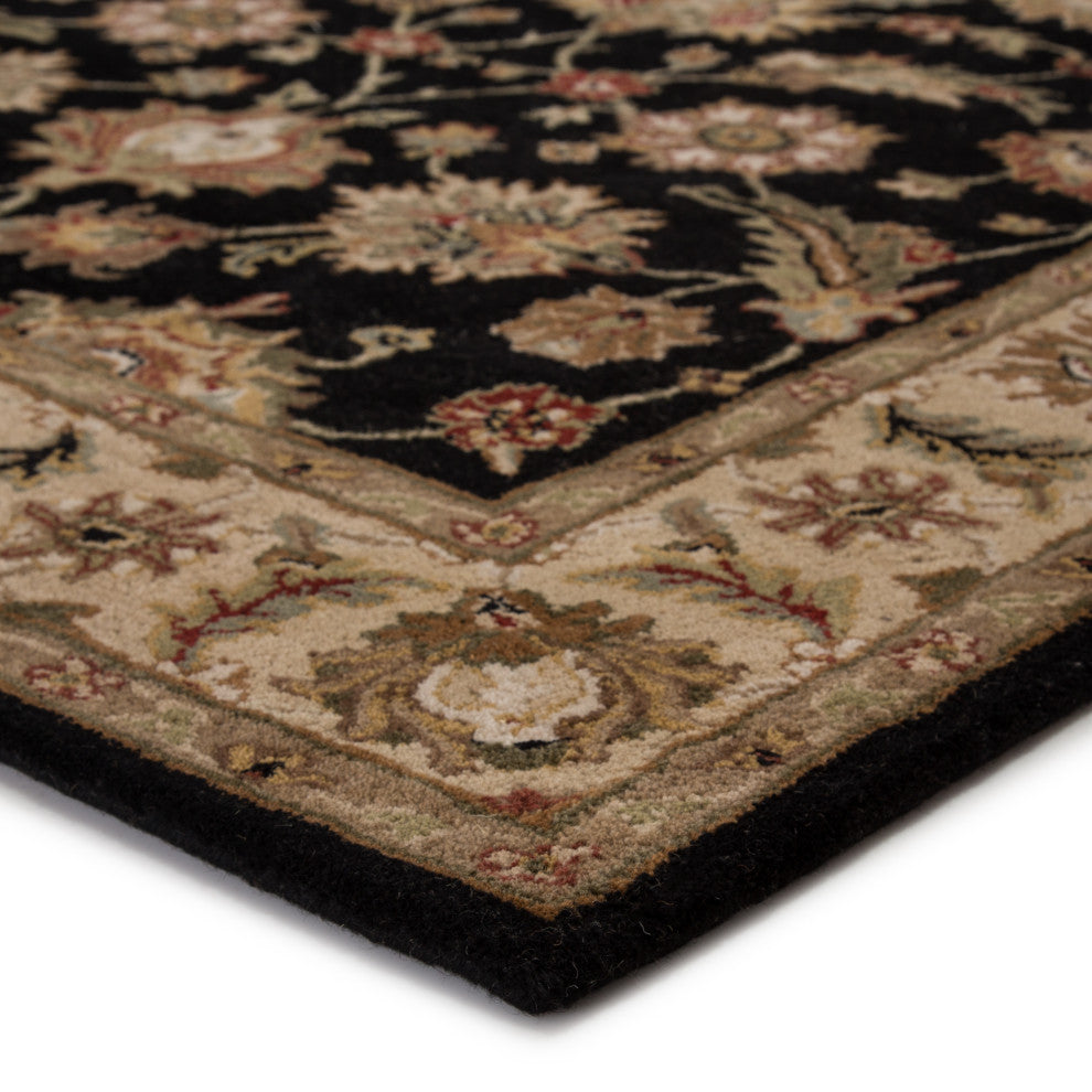 Jaipur Living Selene Handmade Floral Black/Beige Area Rug, 8'x10' Oval