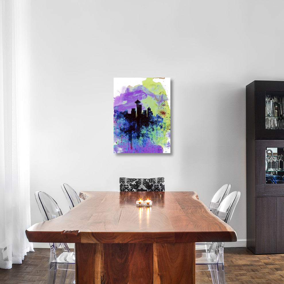 "Seattle Watercolor Skyline 1" Fine Art Print