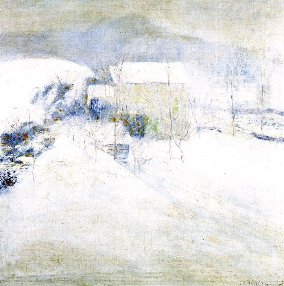 John Twachtman Snow Scene at Utica Premium Canvas Print