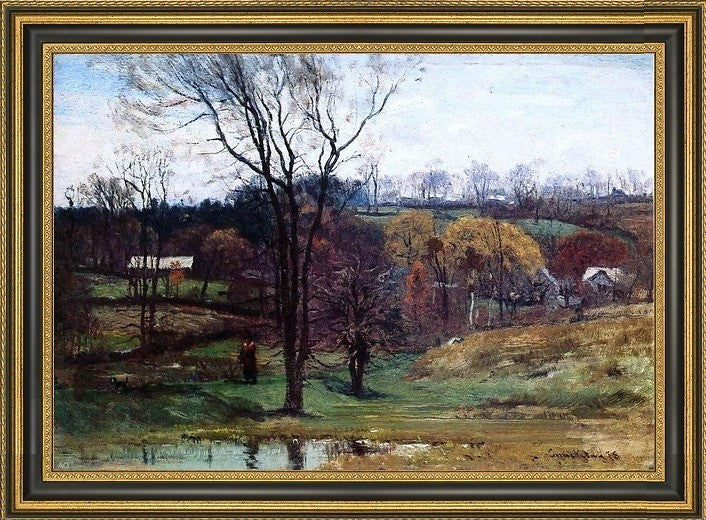 John Joseph Enneking a Late Afternoon Walk Framed Premium Canvas Print, 16"x24"