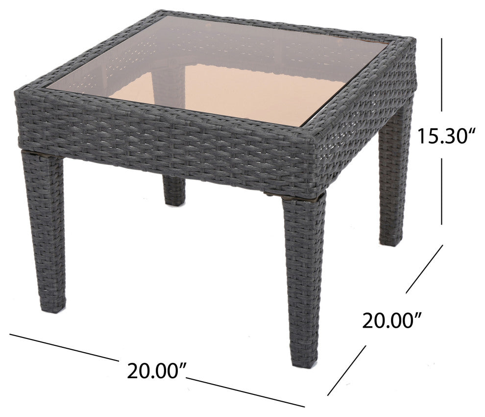 GDF Studio 3-Piece Antibes Outdoor Gray Polyethylene Chat Set