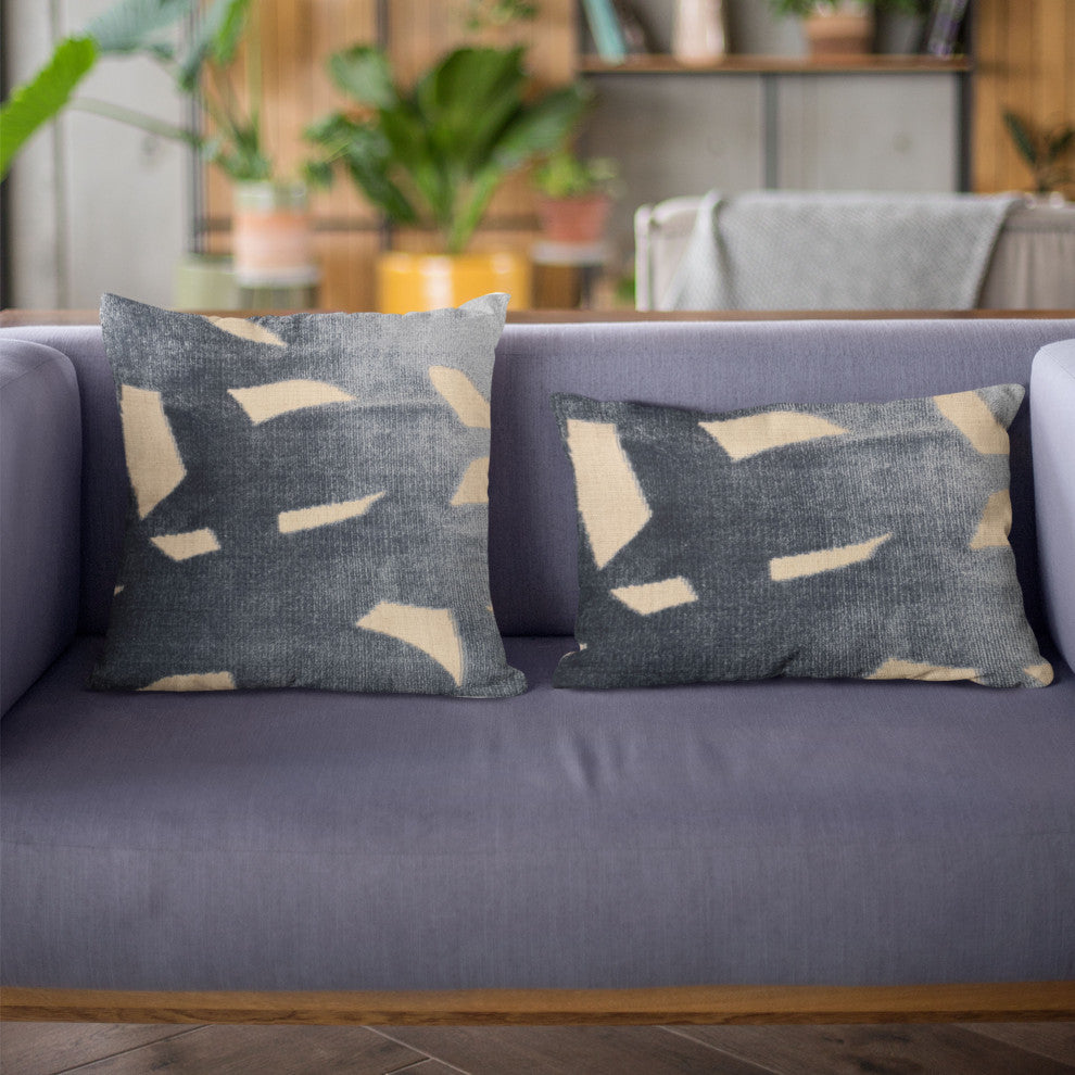 Plutus Blue Palm Floral Luxury Throw Pillow, 26"x26"