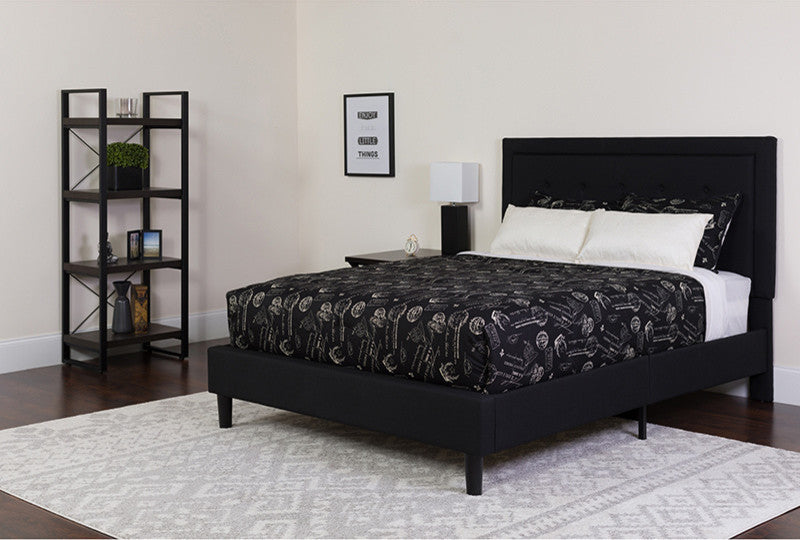 Roxbury Queen Size Tufted Upholstered Platform Bed With Pocket Spring Mattress
