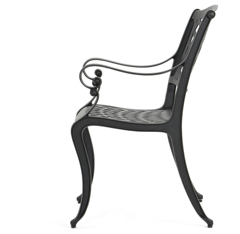 GDF Studio Marietta Outdoor 7-Piece Cast Aluminum Black Sand Dining Set