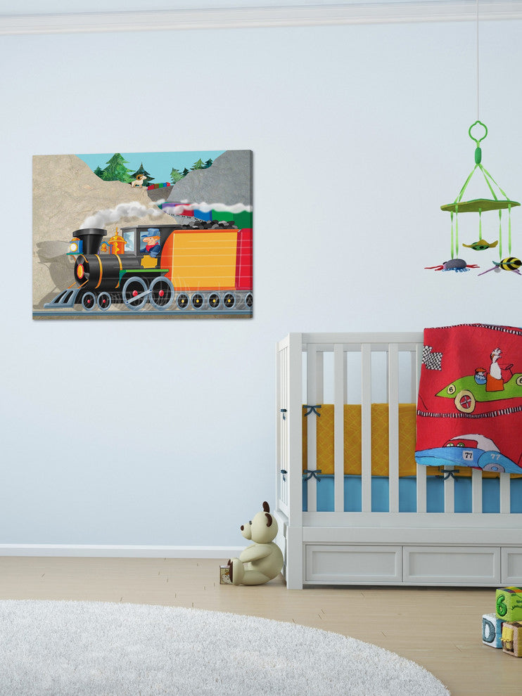 "Mountain Train" Painting Print on Canvas by Curtis