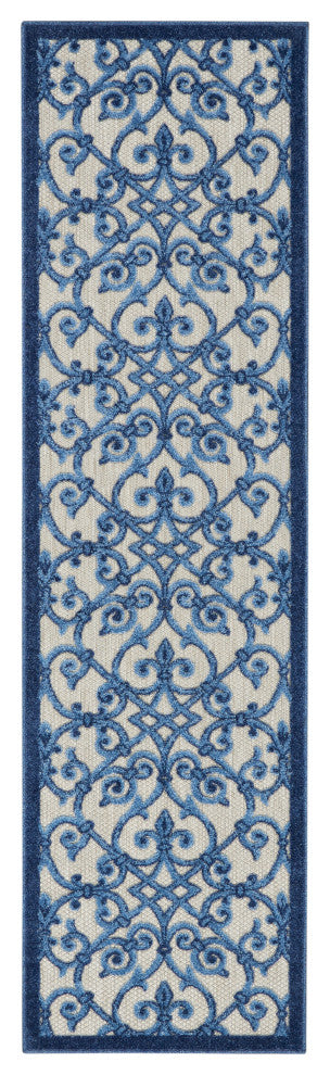 Nourison Aloha 2'3" x 10' Grey Blue Contemporary Rug