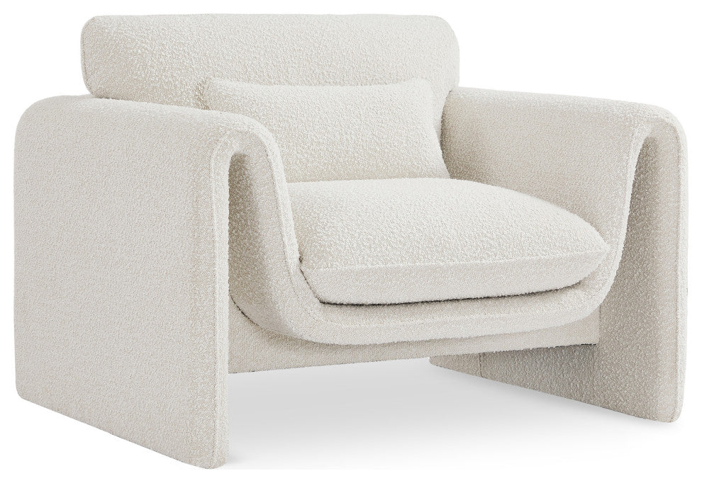 Stylus Boucle Fabric Upholstered Chair, Cream