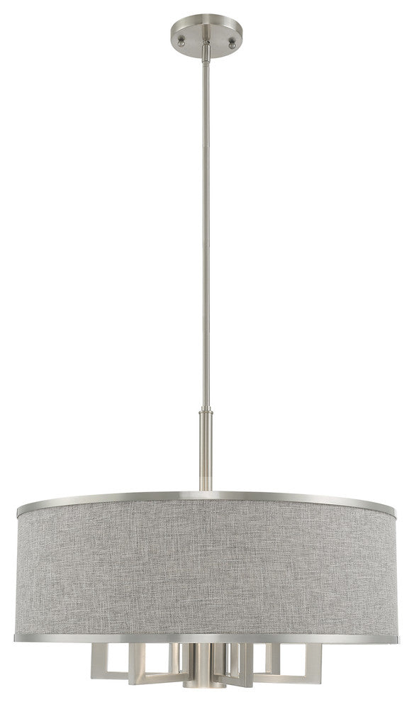 Livex Lighting Brushed Nickel 6 + 1 * Light Pendant Chandelier