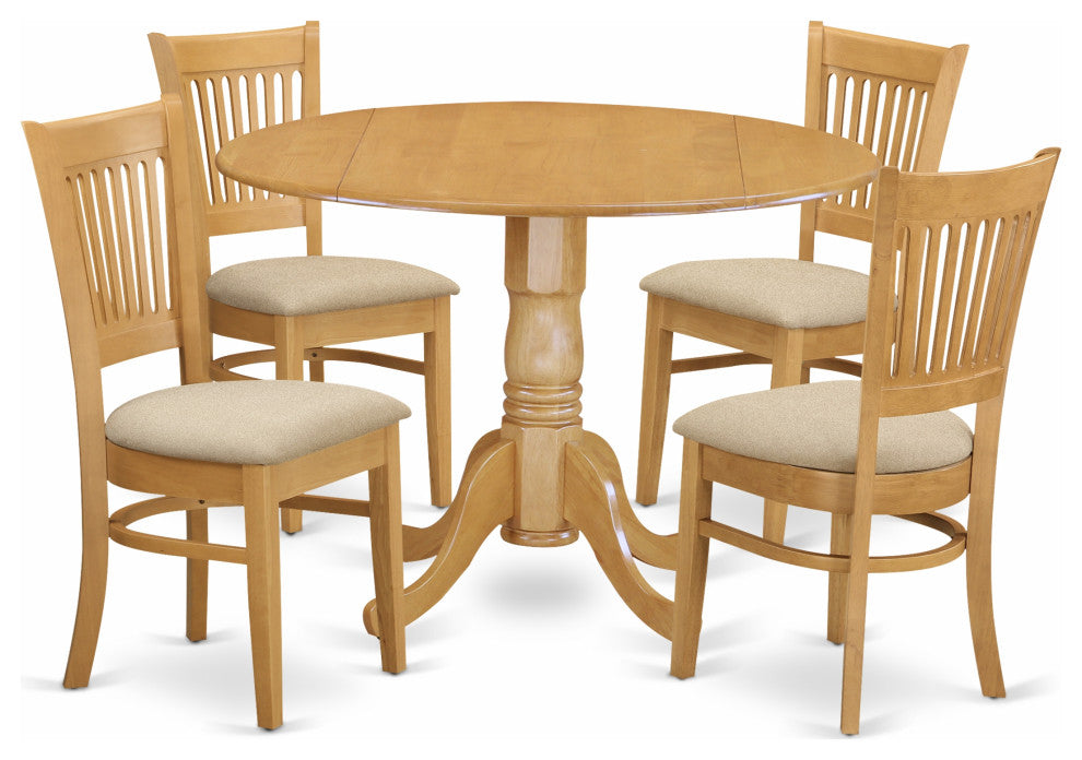 5 Pc Small Kitchen Table Set -Drop Leaf Table And 4 Dinette Chairs