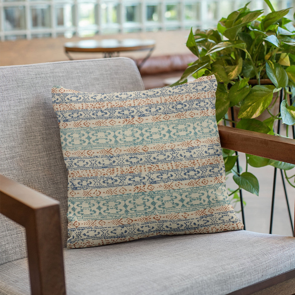 Plutus Blue Lined Stripe Luxury Throw Pillow, 18"x18"