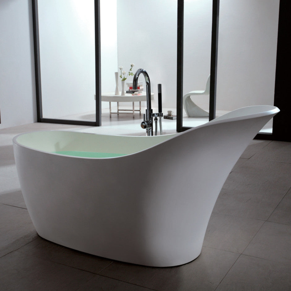 ADM Slippered Freestanding Bathtub, Glossy White, 66.7"