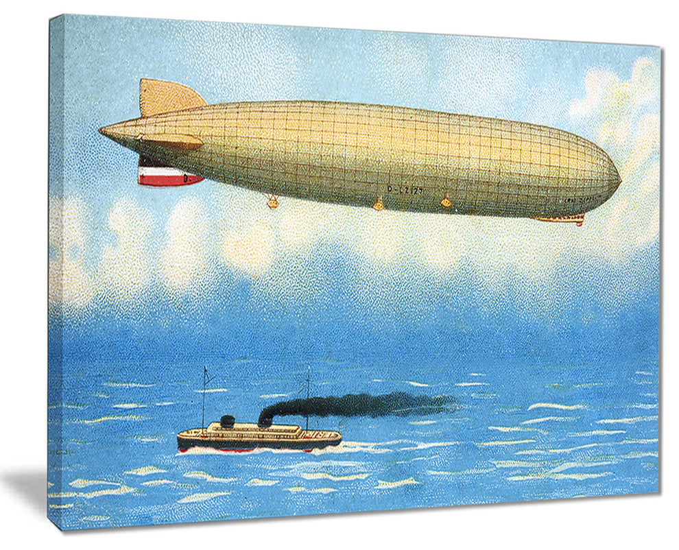 "Airship Illustration" Digital Art Canvas Print, 20"x12"